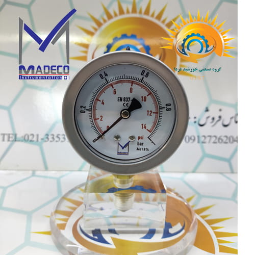 نمای کلی گیج فشار مدکو صفحه ۶ سانت ۰ تا ۱ بار مدل PI52T4 نمایندگی خورشید فردا
