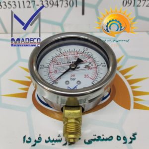 رزوه و اتصال برنجی ۱/۴ اینچ BSP از زیر در گیج فشار مدکو مدل PI52T4
