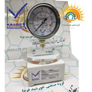 نمای زاویه‌دار سمت چپ گیج فشار ۶۰ بار صفحه ۶۳ میلی‌متری مدکو روی کارتن