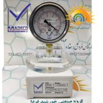 گیج فشار وکیوم مدکو صفحه ۶ سانت منفی ۱ تا ۰ بار مدل PI52T4 روی کارتن بسته‌بندی